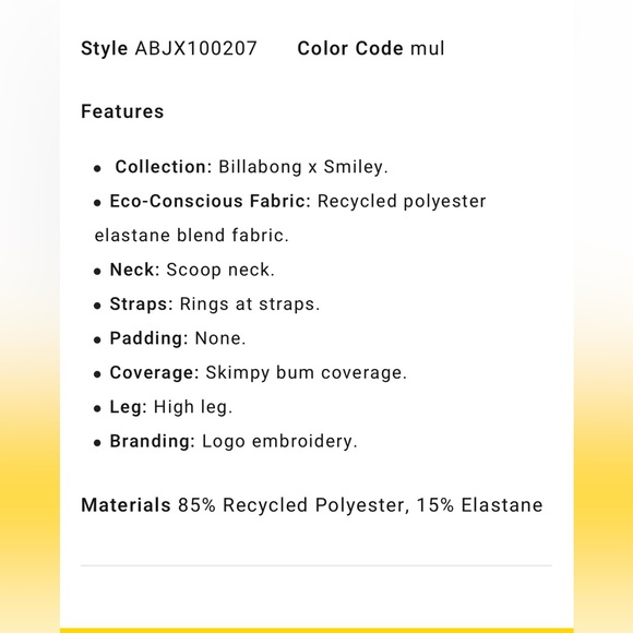 Billabong x Smiley Good Times One Piece Swimsuit - Picture 6 of 9